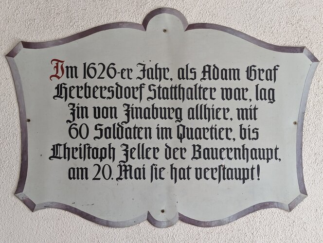 Haus Ritzbergerstraße 2 - Erinnerungstafel an den Bauernkrieg - Wirtshausschild