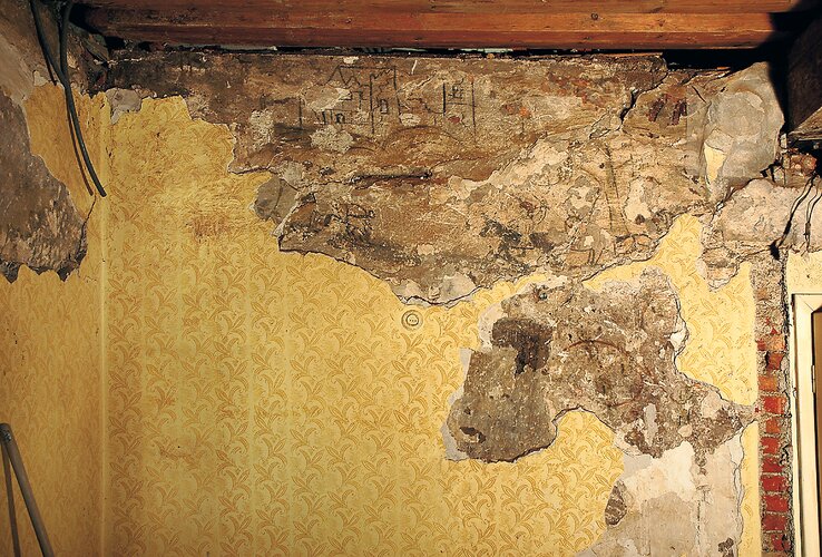 Haus Abelstraße 18 - Gotische Wandmalereien - Hauszeichen Kupferschmiedhaus