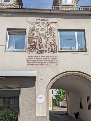 Ehemalige Fleischhauerei Greinöcker, Abelstraße 47 - Sgraffito