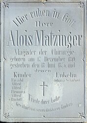 Friedhof Aschach - Friedhofskirche - Epitaph Alois Matzinger