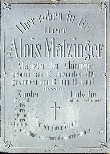 Friedhof Aschach - Friedhofskirche - Epitaph Alois Matzinger