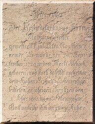 Friedhof Aschach - Friedhofskirche - Epitaph des k.k. Mauteinnehmers Mathäus Zeller