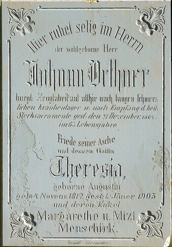 Friedhof Aschach - Friedhofskirche - Epitaph der Familie Orthner