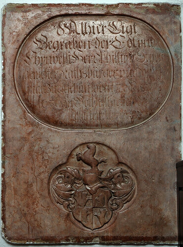 Pfarrkirche Aschach an der Donau - Wappen-Grabplatte Philipp Stier