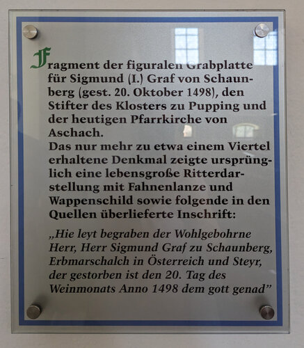 Pfarrkirche Aschach - Fragment der Grabplatte für Sigmund (I.) Graf von Schaunberg