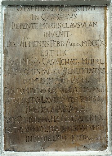 Pfarrkirche Aschach an der Donau - Epitaph Johann Caspar Ignaz Merkl