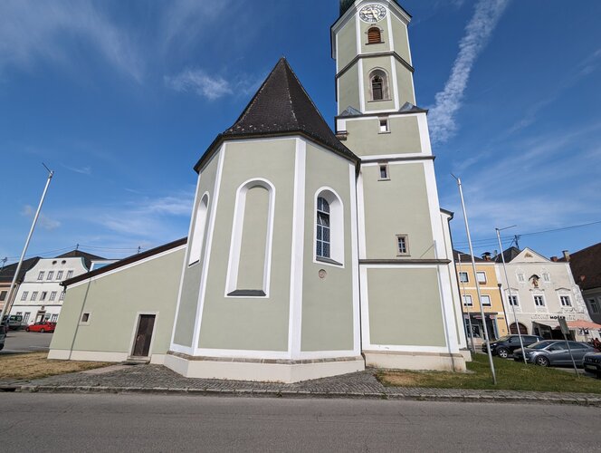 Pfarrkirche Aschach an der Donau - Fresko an der Außenmauer