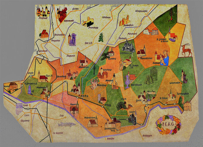 Wandmalerei Bezirkskarte