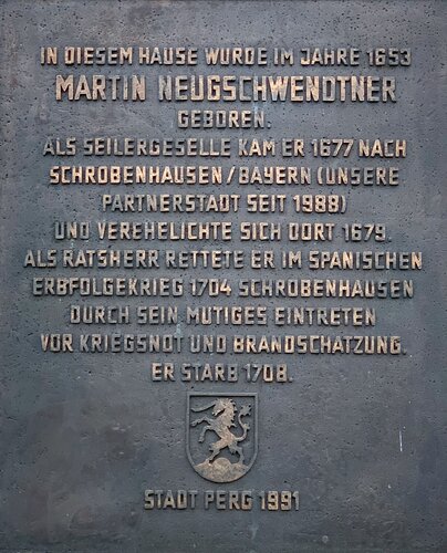 Gedenktafel Martin Neugschwendtner Schrobenhausen