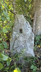 Gattersäule im Wald beim Kornfeil