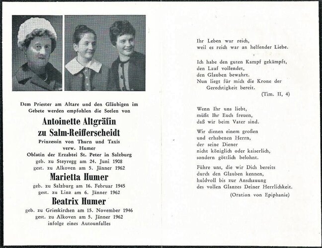 Gedenkplastik Altgräfin Antoinette Salm - R. mit Töchter - Salettlturm