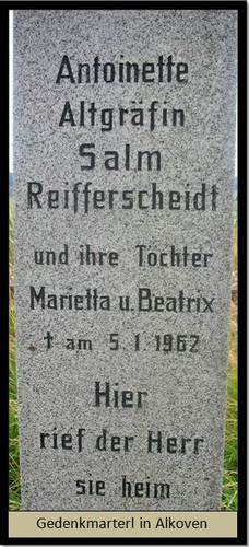 Gedenkstein Altgräfin Antoinette Salm - Reifferscheidt mit Töchter - Wohnhaus Salm