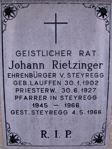 Stadtpfarrkirche 07 - Priestergrabtafel Johann Rietzinger