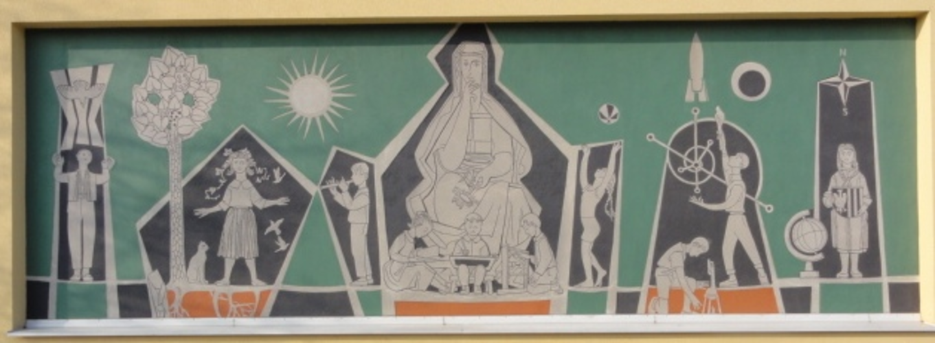 Volksschule - Sgraffito/Secco Bild