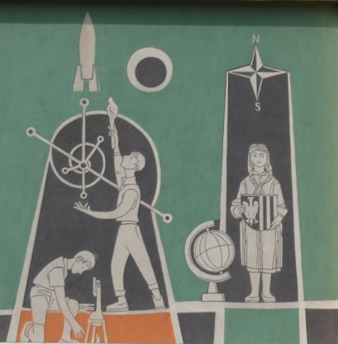 Volksschule - Sgraffito/Secco Bild