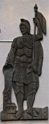 Feuerwehrdepot in Großkrottendorf - Holzschnitzerei hl. Florian