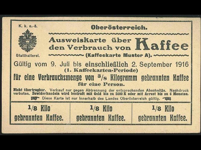 Lebensmittelkarte / Kaffeekarte