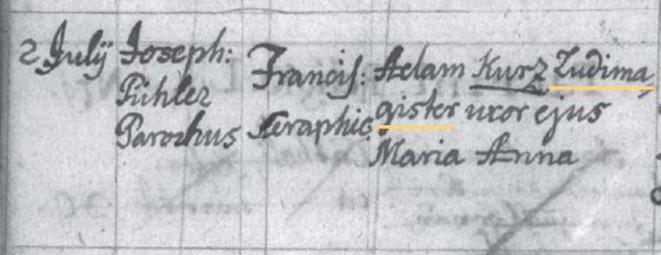 Taufeintrag von "Francic, Seraphic." 