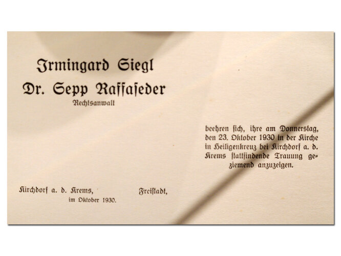 Hochzeitseinladung, 1930