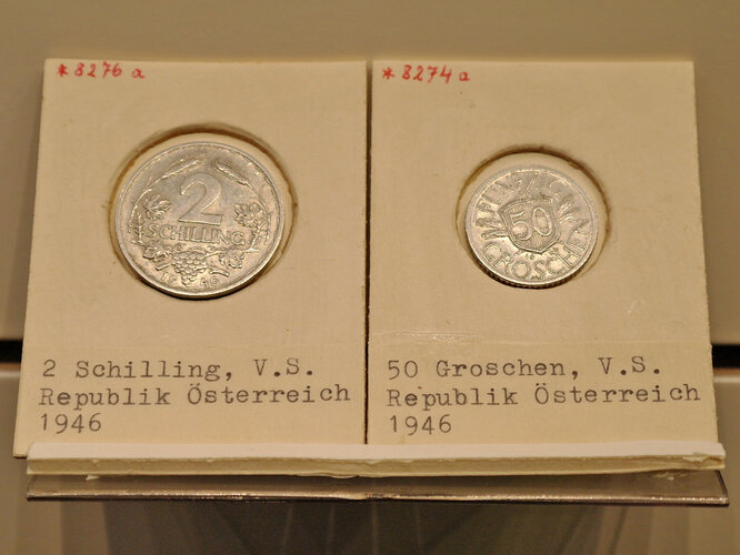 Neue Münzen: 2 Schilling, 50 Groschen