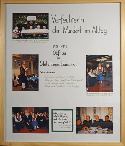 Ausstellungstafel "Verfechterin der Mundart im Alltag"