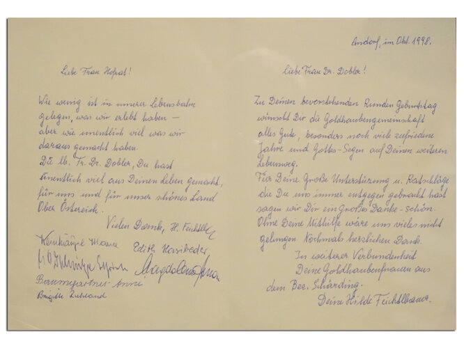 Brief der Goldhaubenfrauen