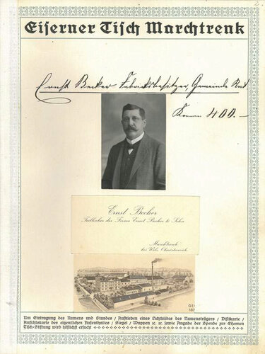 Seite aus dem Spendenbuch zum "Eisernen Tisch"