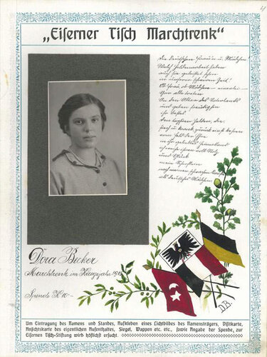 Seite aus dem Spendenbuch zum "Eisernen Tisch"