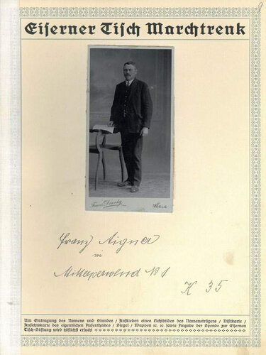 Seite aus dem Spendenbuch zum "Eisernen Tisch"