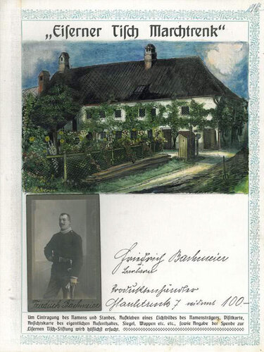 Seite aus dem Spendenbuch zum "Eisernen Tisch"