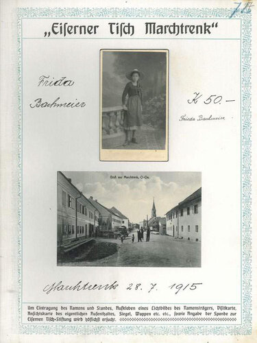 Seite aus dem Spendenbuch zum "Eisernen Tisch"