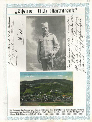 Seite aus dem Spendenbuch zum "Eisernen Tisch"