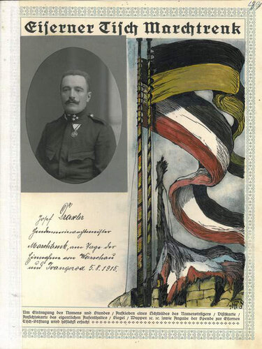 Seite aus dem Spendenbuch zum "Eisernen Tisch"