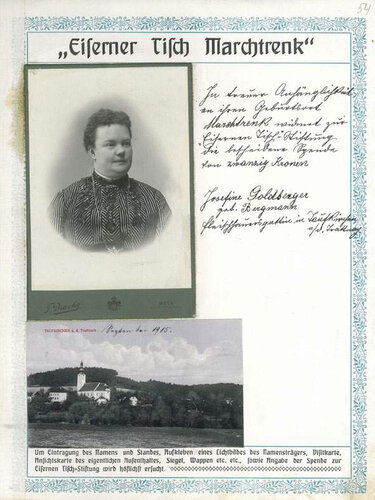 Seite aus dem Spendenbuch zum "Eisernen Tisch"