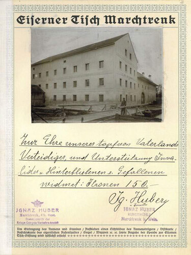 Seite aus dem Spendenbuch zum "Eisernen Tisch"