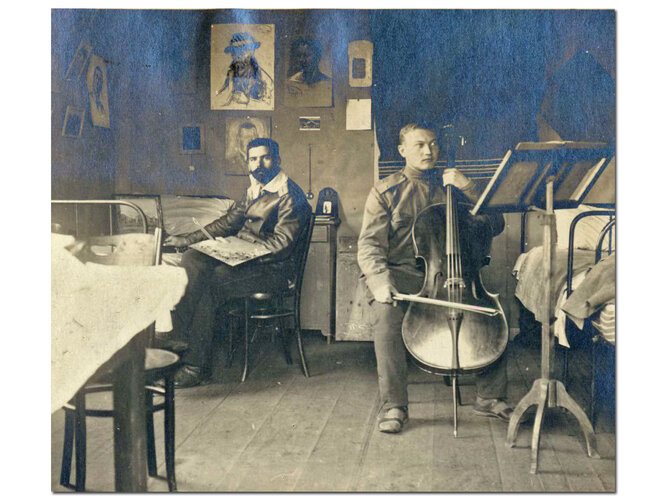 Musizierende kriegsgefangene Offiziere