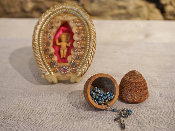 Wachsstock/Rosenkranz-Ei