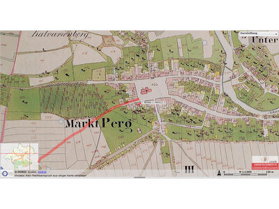 Urmappe - Verlauf der späteren Bahnhofstraße in Perg | © DORIS - Digitales Oberösterreichisches RaumInformationsSystem