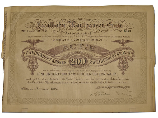 Aktie "Localbahn Mauthausen-Grein"