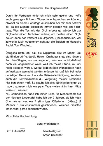 Transkript: Brief Bruckner - Terpinitz | © Heimat- und Museumsverein Perg