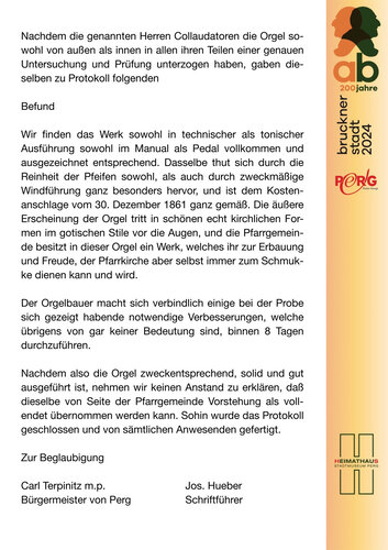 Collaudierungs-Protokoll | © Heimat- und Museumsverein Perg