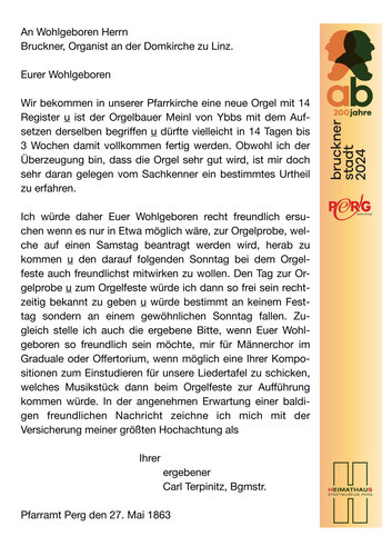 Transkript: Brief Terpinitz - Bruckner | © Heimat- und Museumsverein Perg