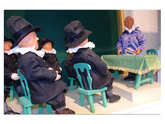 Diorama: Szene einer Prüfung im Collegium illustre in Tübingen