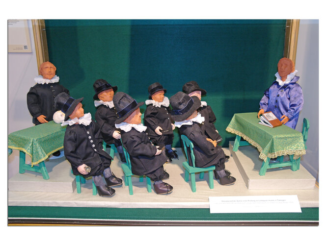 Diorama: Szene einer Prüfung im Collegium illustre in Tübingen