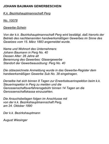 Gewerbeschein - Transkription