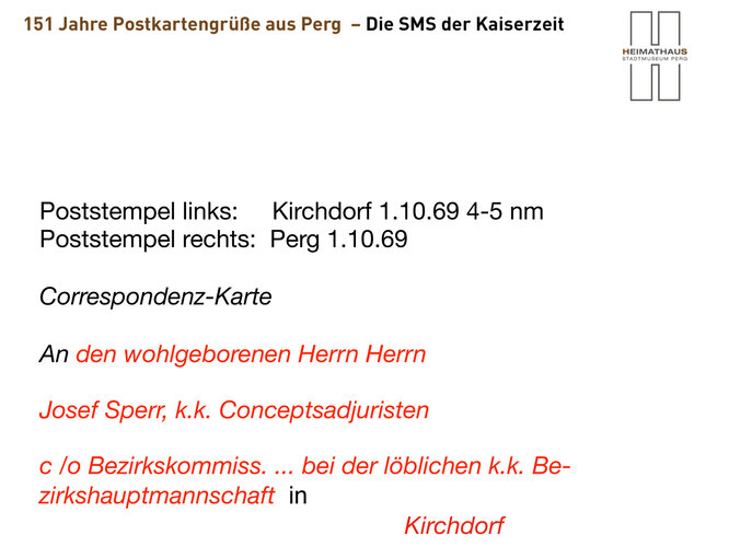 Transkription der "Ersten Postkarte der Welt"