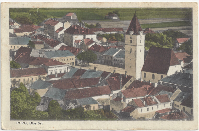 Ansichtskarte: Markt Perg vom Kalvarienberg