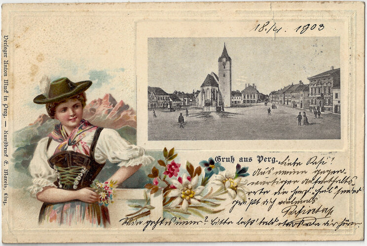 Passepartoutkarte Perg Hauptplatz