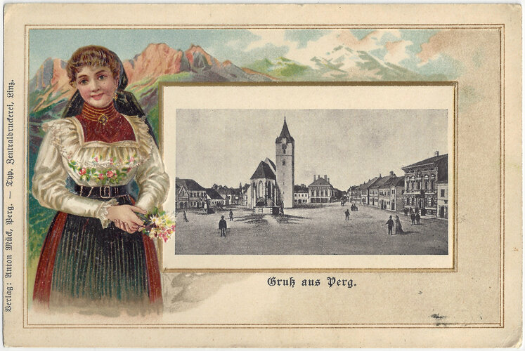 Passepartoutkarte Perg Hauptplatz