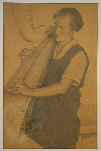 Harfenistin zu „Bauernmusik“